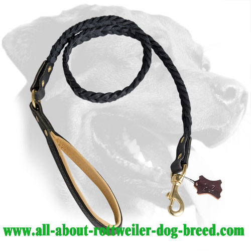 Hand crafted Rottweiler Leather Dog Leash