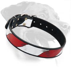 Rottweiler Leather Dog Collar with USA flag