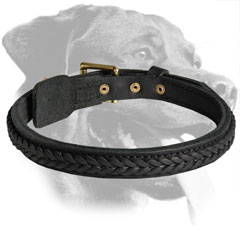Rottweiler Handcrafted Leather Collar with braiding