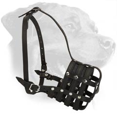 Extra Strong Mesh Leather Dog Muzzle for Rottweiler