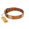 "Perfect Blend" FDT Artisan Tan Leather Rottweiler Collar 1 1/2 inch (40 mm) wide