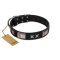 "Pitch Dark" FDT Artisan Black Leather Rottweiler Collar with Stars and Plates