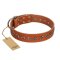 "Star Trek" FDT Artisan Tan Leather Rottweiler Collar Decorated with Stars