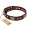 FDT Artisan 'Loving Owner' Decorated Leather Rottweiler Dog Collar with Plates and Studs 1 1/2 inch (40 mm)