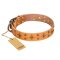 "Top-Flight" FDT Artisan High-Quality Tan Leather Rottweiler Collar