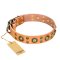 'Sophisticated Glamor' FDT Artisan Rottweiler Leather Collar with Old-bronze Plated Decorations