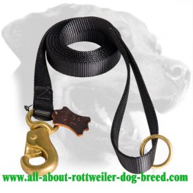 Nylon Rottweiler Leash with Reinforced Brass Snap Hook