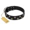 "Egyptian Style" Handcrafted FDT Artisan Black Leather Rottweiler Collar with Medallions