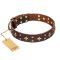 "High Fashion" FDT Artisan Deluxe Brown Leather Rottweiler Collar