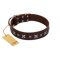 "Stellar Fairy " FDT Artisan Brown Leather Rottweiler Collar with Chrome-plated Star-like Decorations
