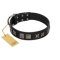 "Silver River" Designer Handmade FDT Artisan Black Leather Rottweiler Collar