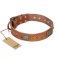 'Catchy Look' FDT Artisan Decorated Tan Leather Rottweiler Collar