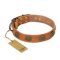'Magic Amulet' FDT Artisan Tan Leather Rottweiler Collar with Oval Studs