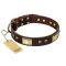 FDT Artisan 'Rich Fashion' Decorated Leather Rottweiler Collar with Plates and Studs - 1 1/2 inch (40 mm) wide