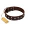 "Brown Shadow" Designer Handmade FDT Artisan Brown Leather Rottweiler Collar