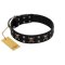 "Black Jack" Stylish Handmade FDT Artisan Black Leather Rottweiler Collar