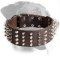 Wide Rottweiler Leather Collar with Spikes and Pyramids