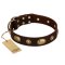 "Hebe's Jewel" FDT Artisan Brown Genuine Leather Rottweiler Collar