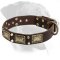 Rottweiler Leather Collar with Nickel Cones & Brass Plates