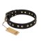 'Black Elegance' FDT Artisan Rottweiler Leather Dog Collar with Round Studs