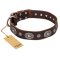 'Extra Pizzazz' FDT Artisan Adorned Brown Leather Rottweiler Collar