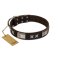 "Satin Beauts" FDT Artisan Brown Leather Rottweiler Collar with Stars and Plates
