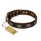 'Chocolate kiss' FDT Artisan Leather Rottweiler Collar with Old Bronze Look Oval Plates