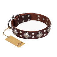 "King of Grace" FDT Artisan Brown Leather Rottweiler Collar for Walking in Style "King of Grace" FDT Artisan Brown Leather Rottweiler Collar for Walking in Style