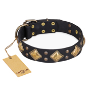 "Fancy-Schmancy" FDT Artisan Kingly Black Leather Rottweiler Collar "Fancy-Schmancy" FDT Artisan Kingly Black Leather Rottweiler Collar