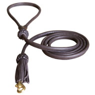 Rolled Leather Dog Leash 4 foot Round lead for Rottweiler