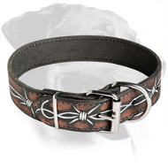 Rottweiler Handpainted Barbed Wire Leather Collar