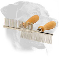 Steel Rottweiler Comb with Wooden Handle Steel Rottweiler Comb with Wooden Handle