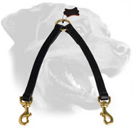 Leather Rottweiler Coupler with Brass Snap Hooks Leather Rottweiler Coupler with Brass Snap Hooks