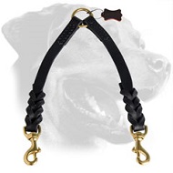 Braided Leather Rottweiler Coupler Leash for Walking 2 Dogs
