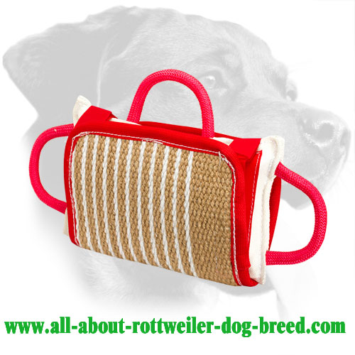 Jute Rottweiler Bite Pad Equipped with Three Handles 