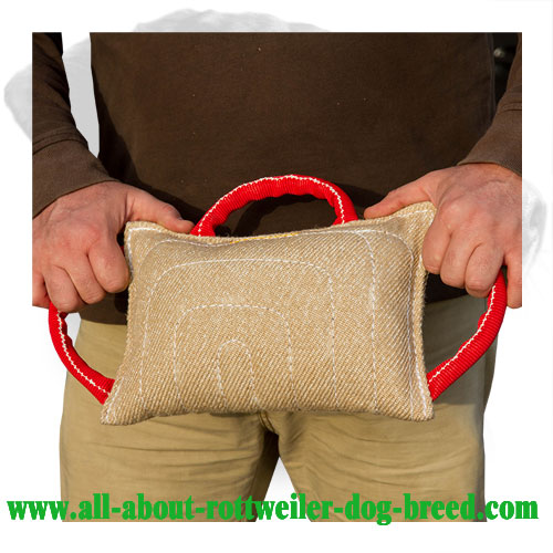 Rottweiler Bite Pad with Three Handles Made of Jute