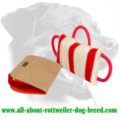 Leather Rottweiler Bite Pad Equipped with Three Handles