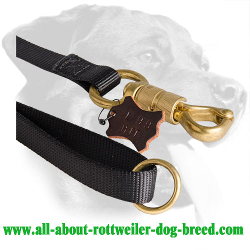 Nylon Rottweiler Leash Equipped with Brass Snap Hook