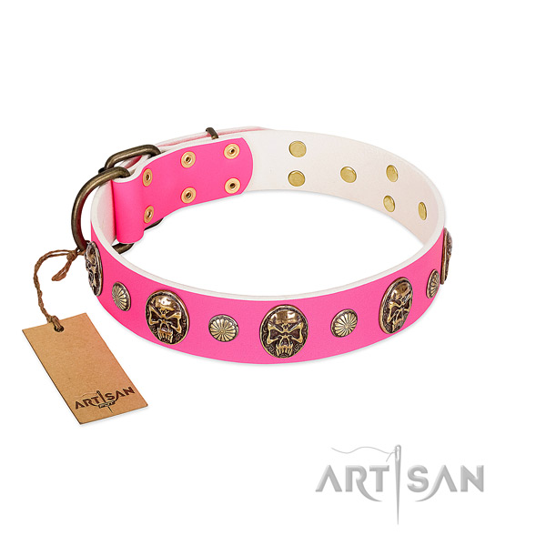 Rust resistant buckle on full grain genuine leather dog collar for your doggie