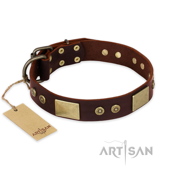 Unique full grain genuine leather dog collar for handy use