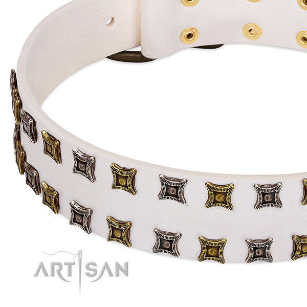 Strong full grain genuine leather dog collar for your lovely pet