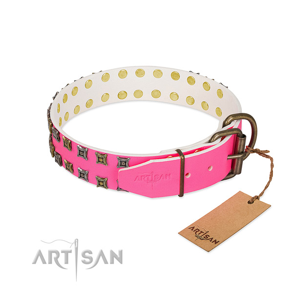 Leather collar with exquisite decorations for your dog