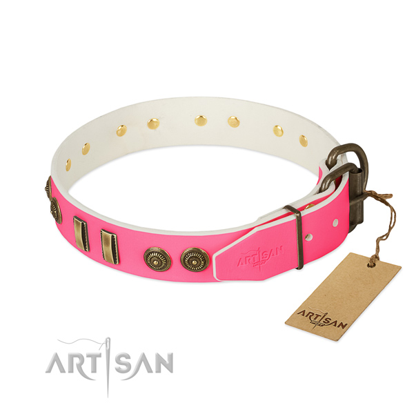 Rust-proof hardware on full grain leather dog collar for your four-legged friend