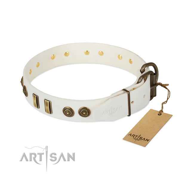 Durable hardware on genuine leather dog collar for your dog