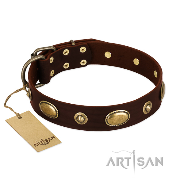 Perfect fit natural leather collar for your pet