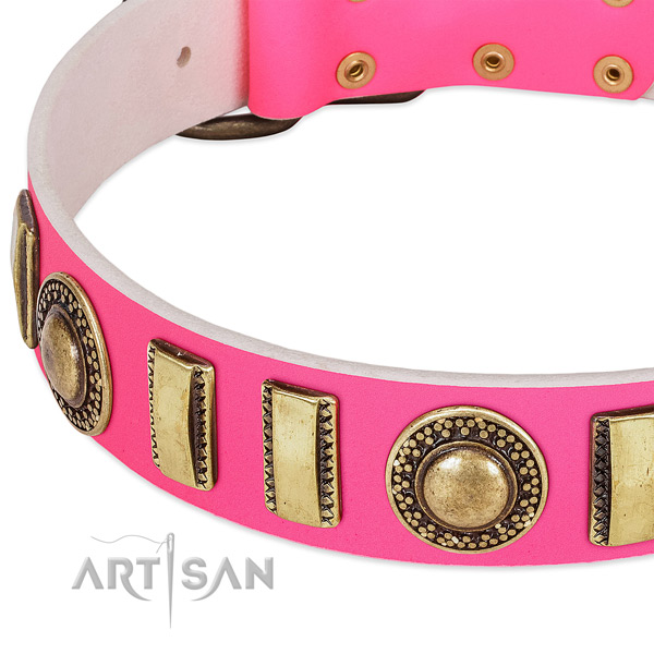 Soft full grain genuine leather dog collar for your lovely doggie