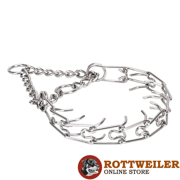 Rust resistant stainless steel pinch collar for poorly behaved canines