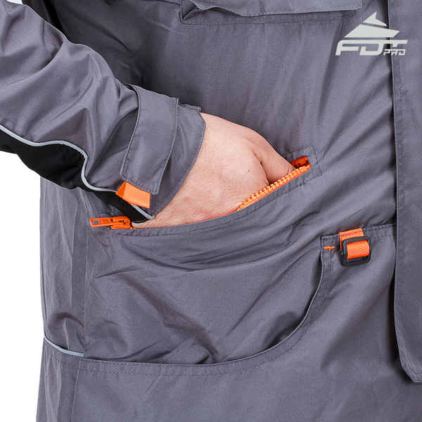 Grey Professional Design Dog Tracking Jacket with Comfy Side Pockets