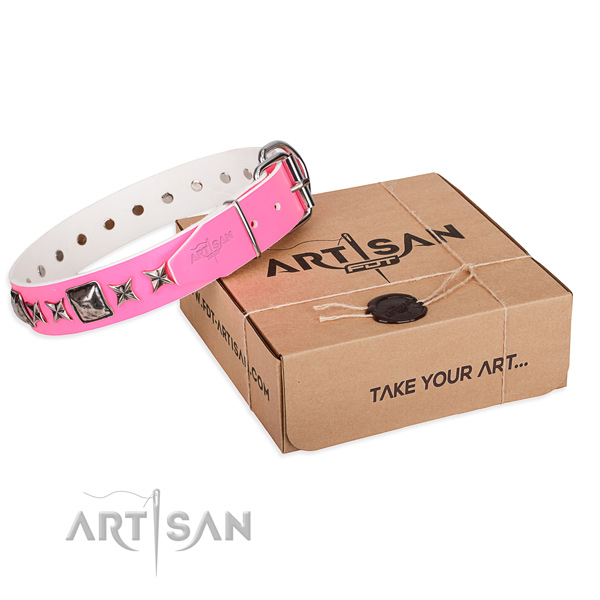 Fine quality leather dog collar for daily use
