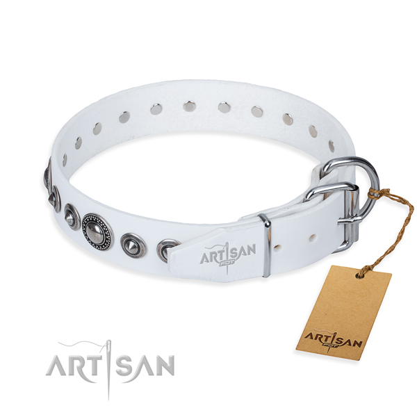 Long-wearing leather dog collar with strong elements